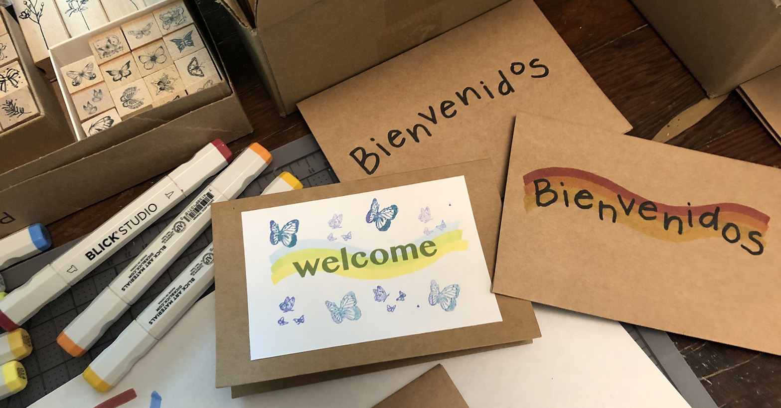 Image of art supplies on a table