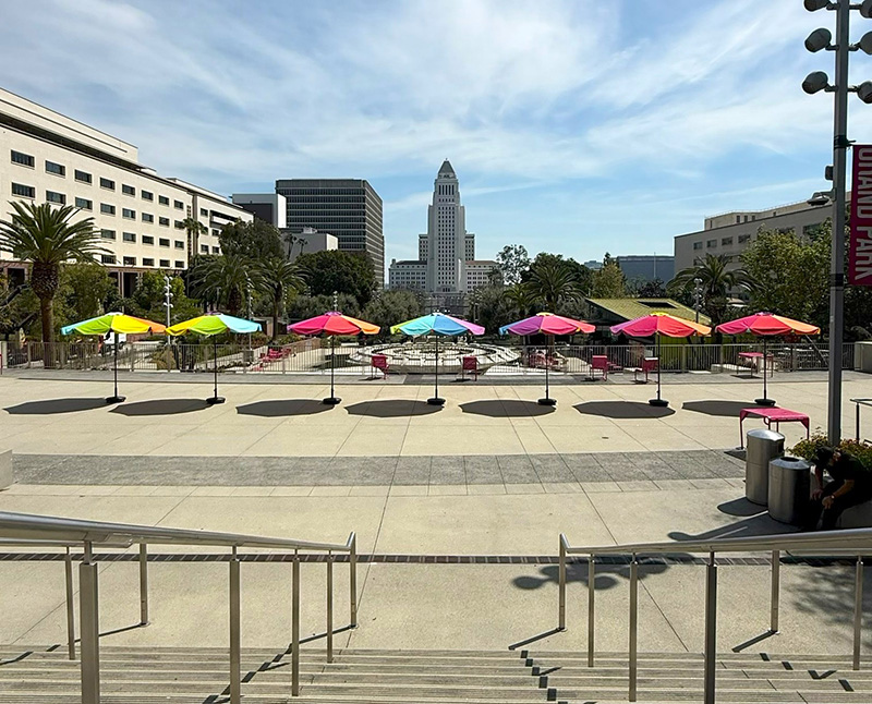 Image of a multi-colored umbrella