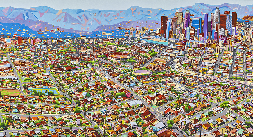 Painting of downtown Los Angeles Skylinbe