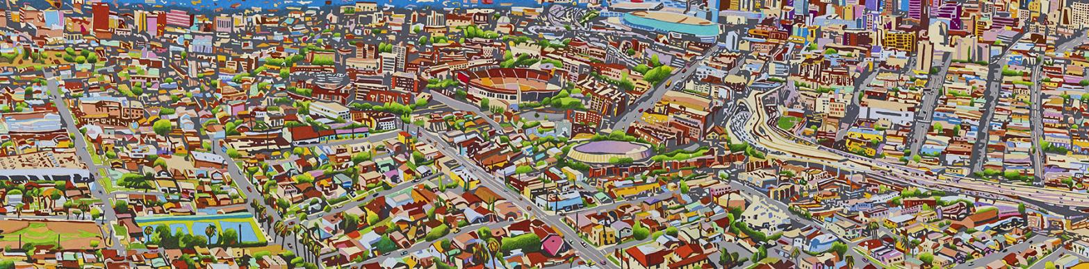 colorful illustration of Los Angeles cityscape