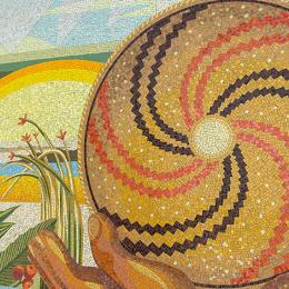 Mural featuring indigenous weaving