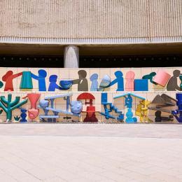 mural with colorful human sillouhettes
